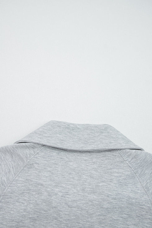 Light Grey Zip Collar Long Sleeve Top Drawstring Pants Set