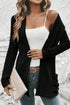 Black Ribbed Open Front Knitted Top with Pockets