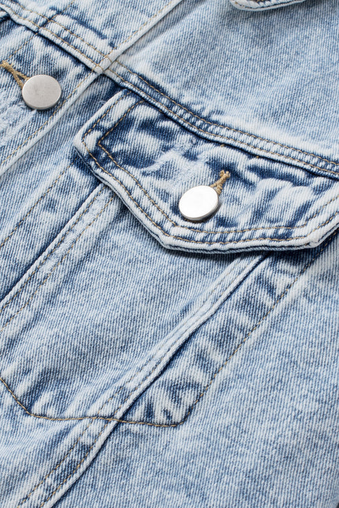 sky-blue-lapel-distressed-raw-hem-buttons-denim-jacket
