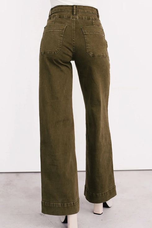 Jungle Green Henley Wide Leg Mica Denim Jeans
