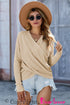 Apricot Wrap V Neck Waffle Sweater