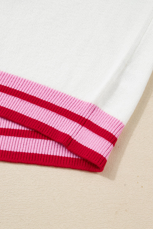 striped trim sweater