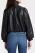 Black Collar Zip Up Puff Sleeve PU Leather Jacket