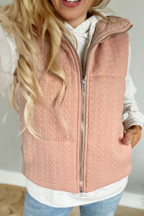 pale-chestnut-cable-textured-zip-up-vest-jacket