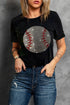 black-rhinestone-baseball-pattern-round-neck-t-shirt