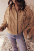 Camel Double Patch Pocket Plus Size Corduroy Jacket