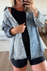 Myosotis Denim Mixed Stripe Patchwork Drop Shoulder Jacket