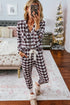 Black Christmas Fashion Plaid Long Sleeve Shirt Contrast Drawstring Pants Set