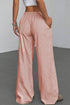 Pink Stripe Drawstring Plus Size Loose Pants
