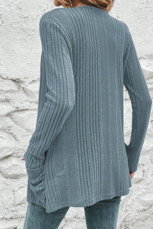 ribbed open cardigan