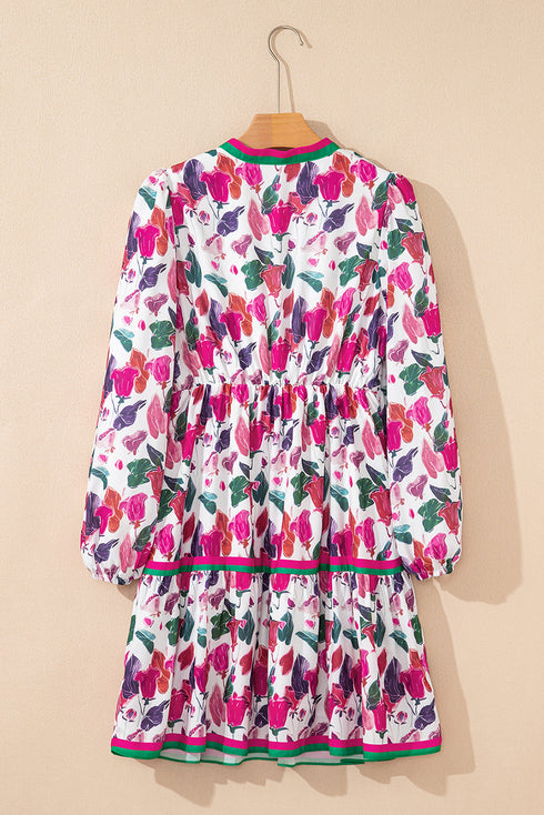 floral print long sleeve mini dress