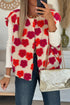 Racing Red Plush Flower Embellishment Open Front Vest