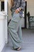 Clearly Aqua Corded Drawstring High Waist Flap Pocket Wide Leg Pants