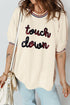Beige touch down Sequin Letter Graphic Game Day Varsity Tee