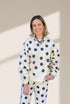 Beige Polka Dot Print Drop Shoulder Pullover Drawstring Jogger Pant Set
