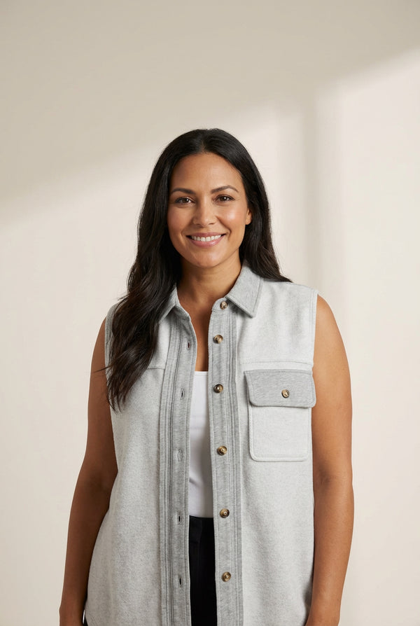 Button-Down Denim Vest made for easy styling and wardrobe coordination, with premium-like structure and finish