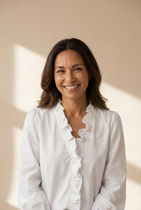 Casual Ruffled Trim V Neck Long Sleeve Loose Blouse