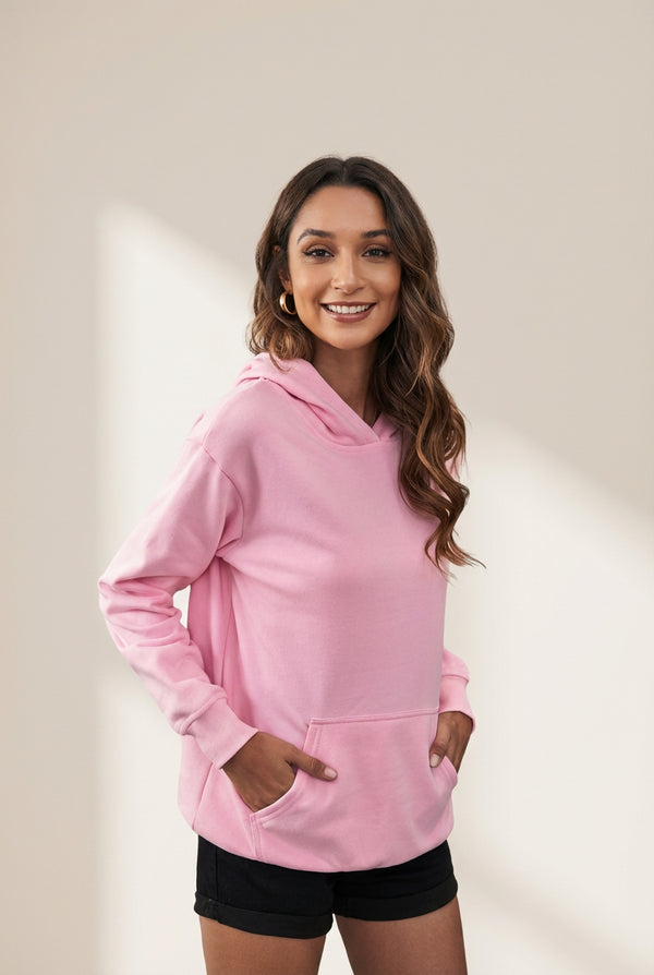 Women's Relaxed Fleece Hoodie and Jogger Set in Soft Peony with practical styling and dependable silhouette control.