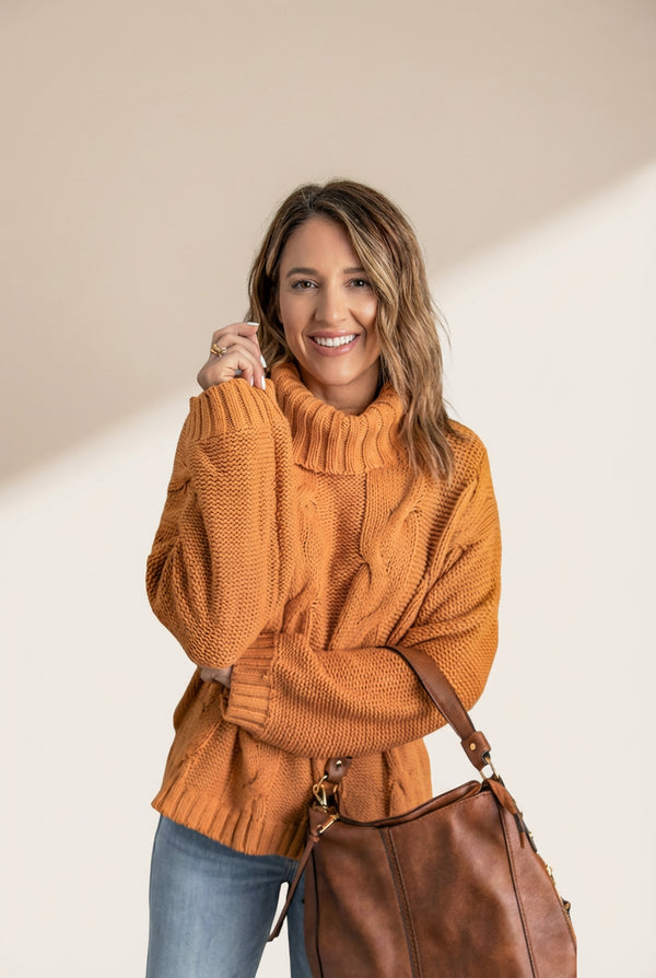 Women's Chunky Knit Turtleneck Pullover in Sweaters