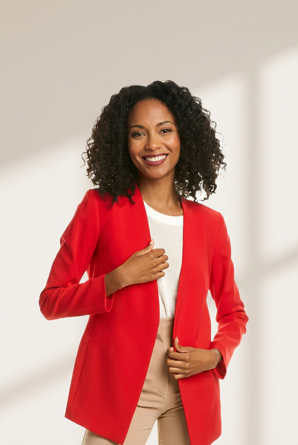 Women's Women’s Open-Front Collarless Longline Blazer