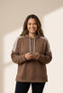 Chestnut Preppy Striped Detail Drawstring Baggy Hoodie