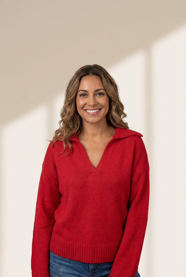 elegant women's red sweater - cozy knit top for effortless style and comfort, perfect for dressy occasions made for easy styling and wardrobe with