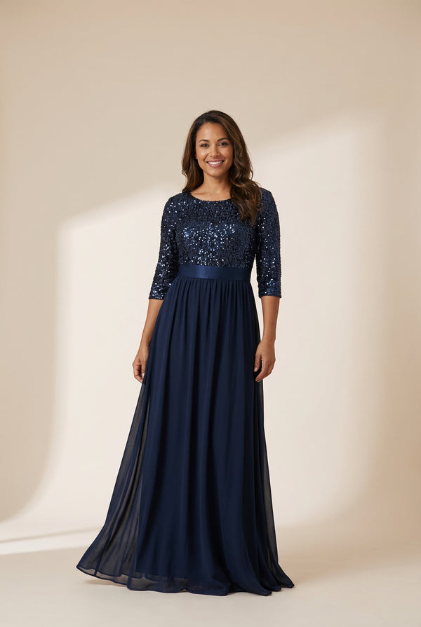Floor-Length Sequin Evening Dress