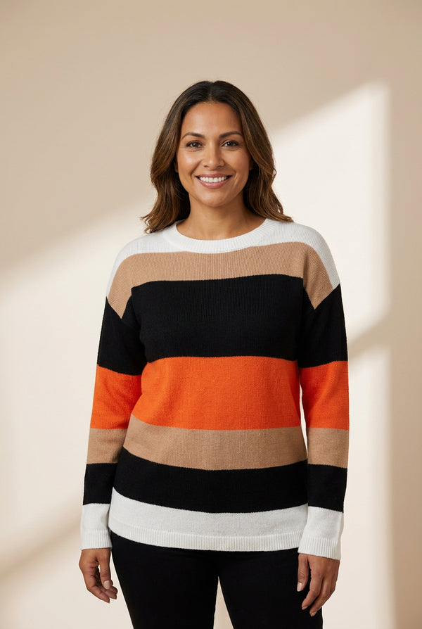 Women's Horizontal Striped Knit Sweater in Sweaters