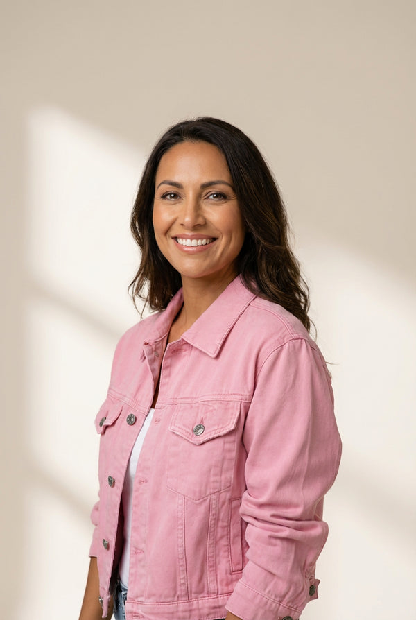 Women's Cropped Cotton Denim Jacket with Utility Chest Pockets made for easy styling and wardrobe coordination, with premium-like structure and