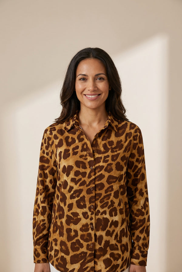 Women's Long Sleeve Leopard Shirt in Blouses & Shirts