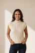 Oatmeal High Neck Cable Knit Sleeveless Sweater Vest