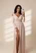 Women's Elegant V-Neck Solid Strapless Long Sleeve Dress