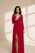 Women's Elegant V-Neck Solid Strapless Long Sleeve Dress