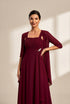 Women's Two-Piece Square Neck Chiffon A-Line Mother of the Bride Dress