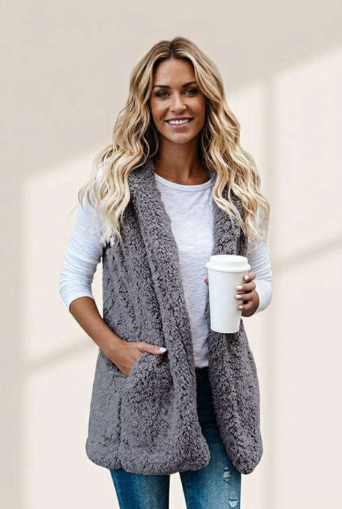 Winter Fluffy Hooded Vest