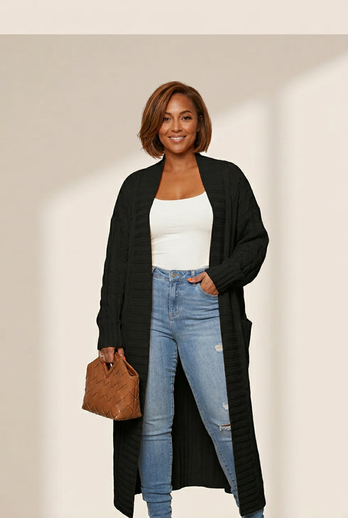 women's plus size long cardigan sweater made for easy styling and wardrobe coordination, with premium-like structure and finish. with practical