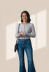 Women's Seamed Flare Denim Pants in Pants & Culotte