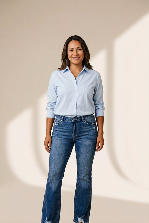 Women's Seamed Flare Denim Pants in Pants & Culotte
