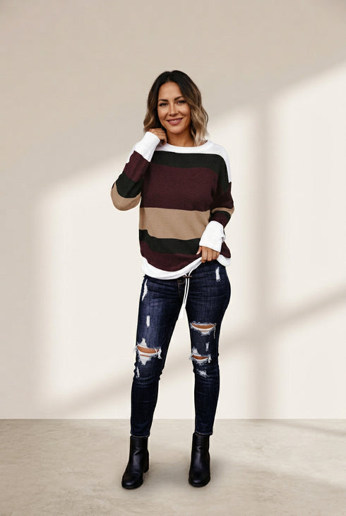 Horizontal Striped Knit Sweater