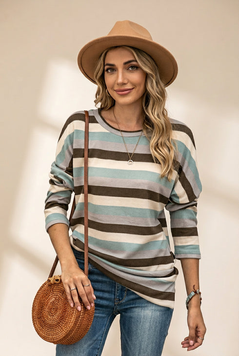 Horizontal Striped Knit Sweater