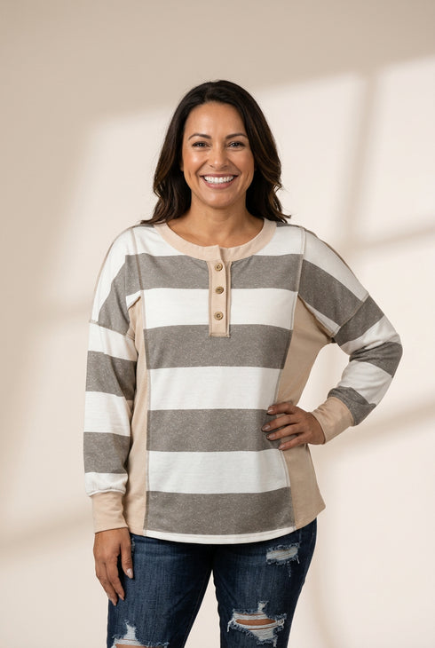 Horizontal Striped Knit Sweater