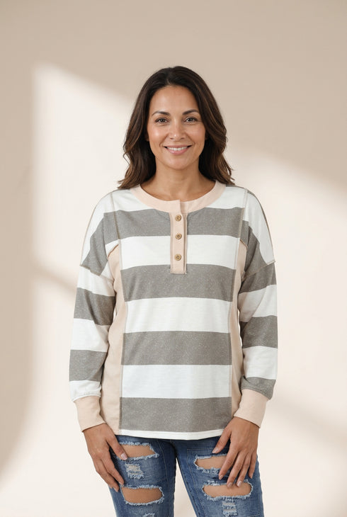 Horizontal Striped Knit Sweater