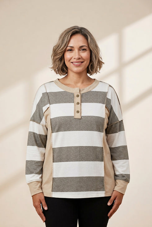 Horizontal Striped Knit Sweater