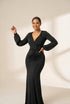 Solid Long Sleeve Slim Fit Maxi Dress