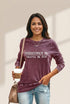 Women's Letter Printed Crewneck Baggy Fit Long Sleeve Tee