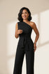 Solid Color One Shoulder Sleeveless Jumpsuit