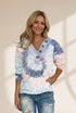 Women's Tie-Dye Printed Button Long Sleeve Hoodie