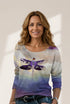 Women's Stylish Dragonfly Pattern Long Sleeve T-Shirt