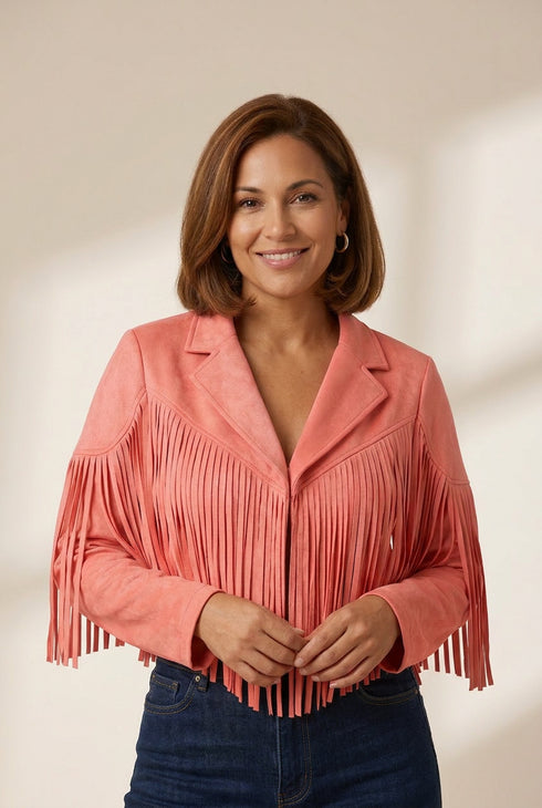 Women's Lapel Fringe Long Sleeve Coat in Coats with versatile layering silhouettes