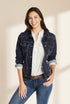 Women's Classic Buttoned Pocket Blue Denim Jacket